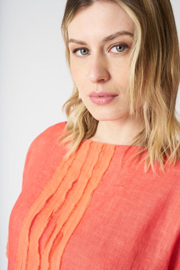 120% Lino Motif Blouse CORAL
