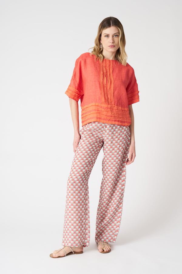 120% Lino Motif Blouse CORAL