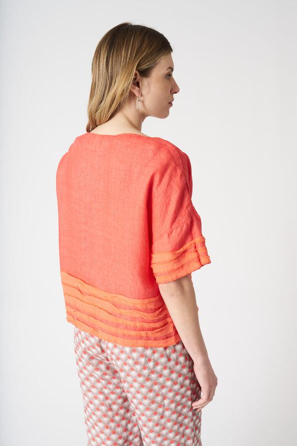 120% Lino Motif Blouse CORAL