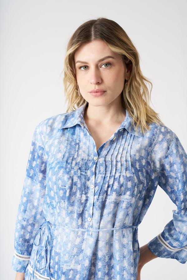 120% Lino Patchwork Effect Dress AIR