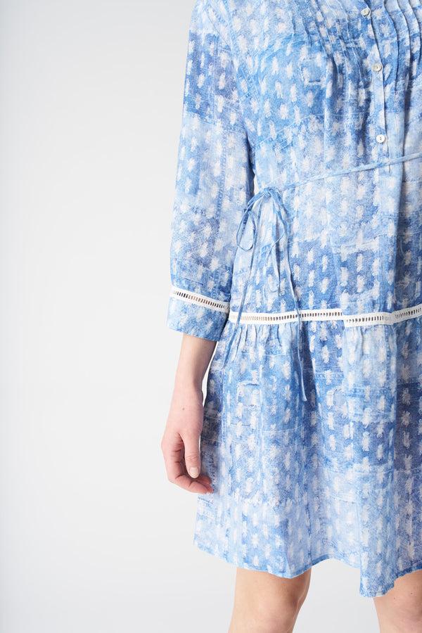 120% Lino Patchwork Effect Dress AIR