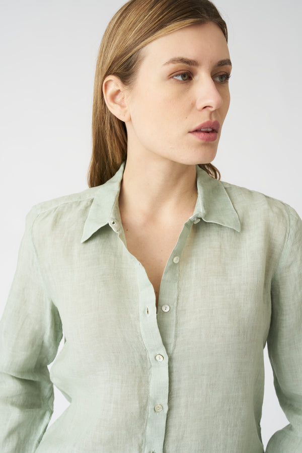 120% Lino Regular Fit Shirt PISTACHE SOFT FADE