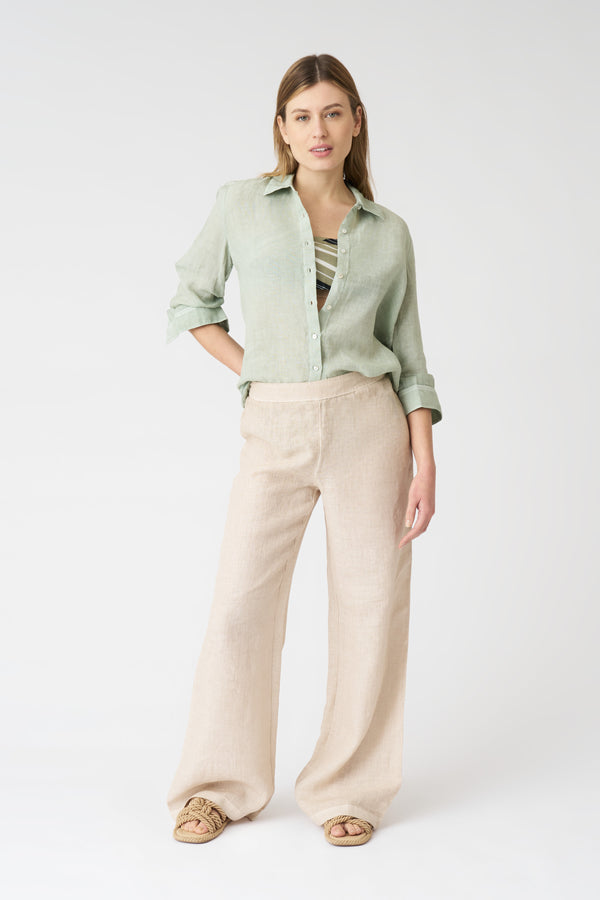 120% Lino Regular Fit Shirt PISTACHE SOFT FADE