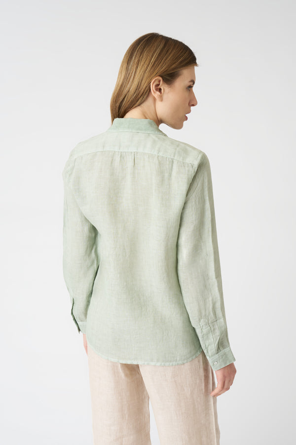 120% Lino Regular Fit Shirt PISTACHE SOFT FADE