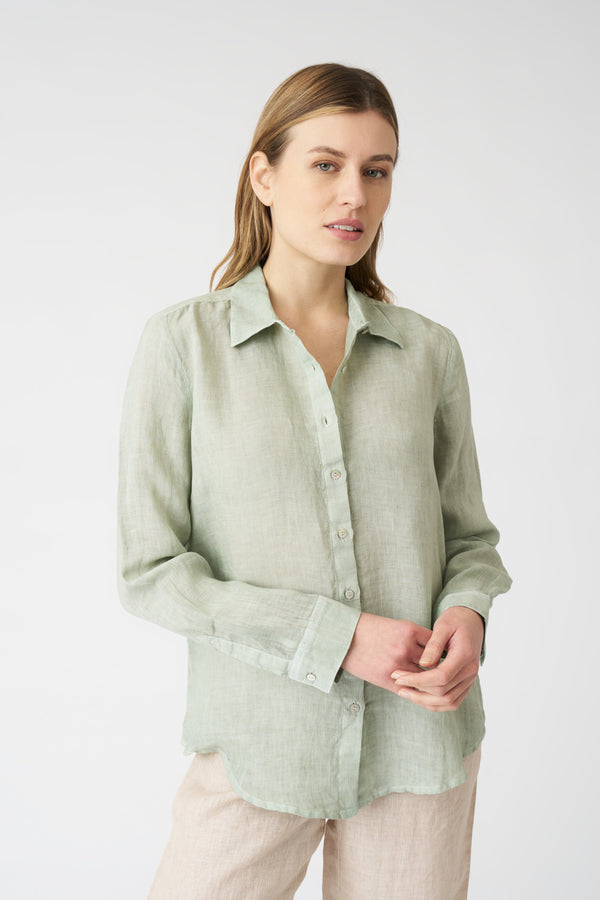 120% lino Regular Fit Shirt PISTACHE SOFT FADE