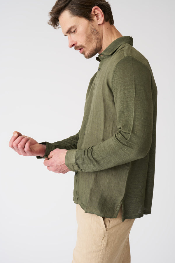 120% Lino Relaxed Fit Shirt CAFFE SOFT FADE