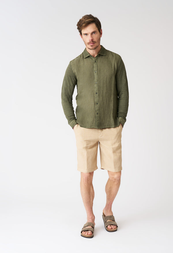 120% Lino Relaxed Fit Shirt CAFFE SOFT FADE