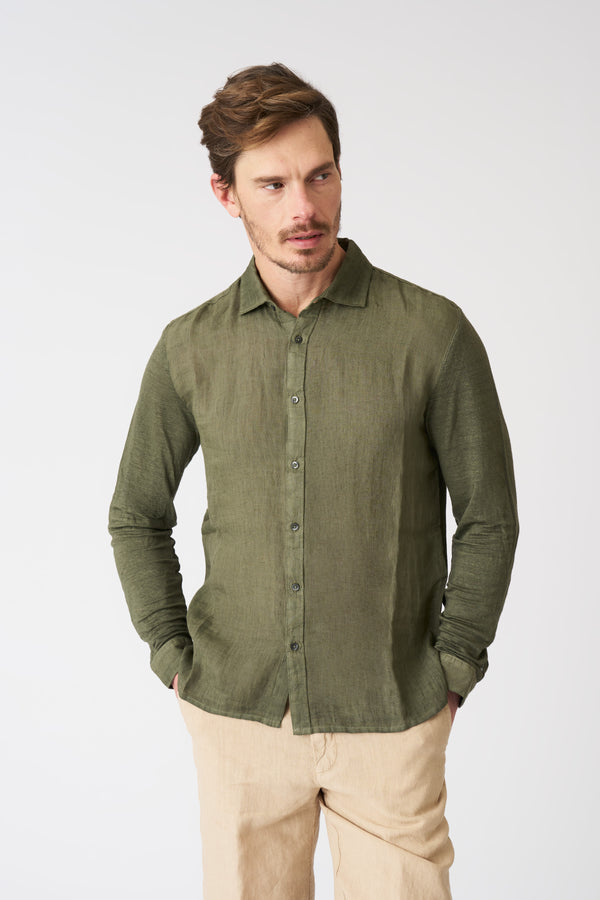120% lino Relaxed Fit Shirt CAFFE SOFT FADE