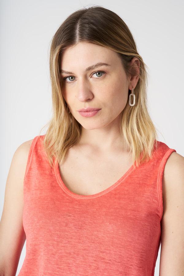 120% Lino Relaxed Fit Tank Top CORAL SOFT FADE