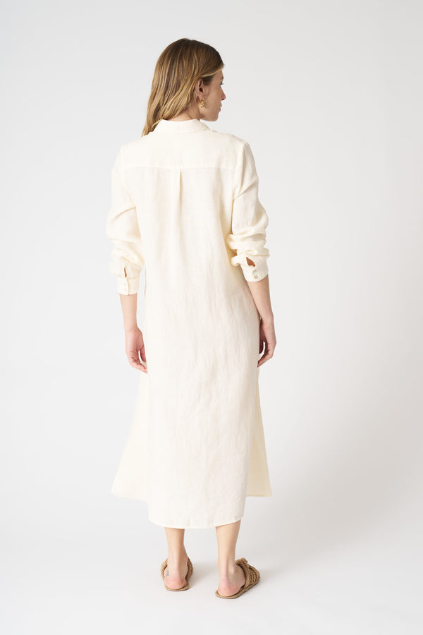 120% Lino Relaxed Long Shirt Dress ECRU