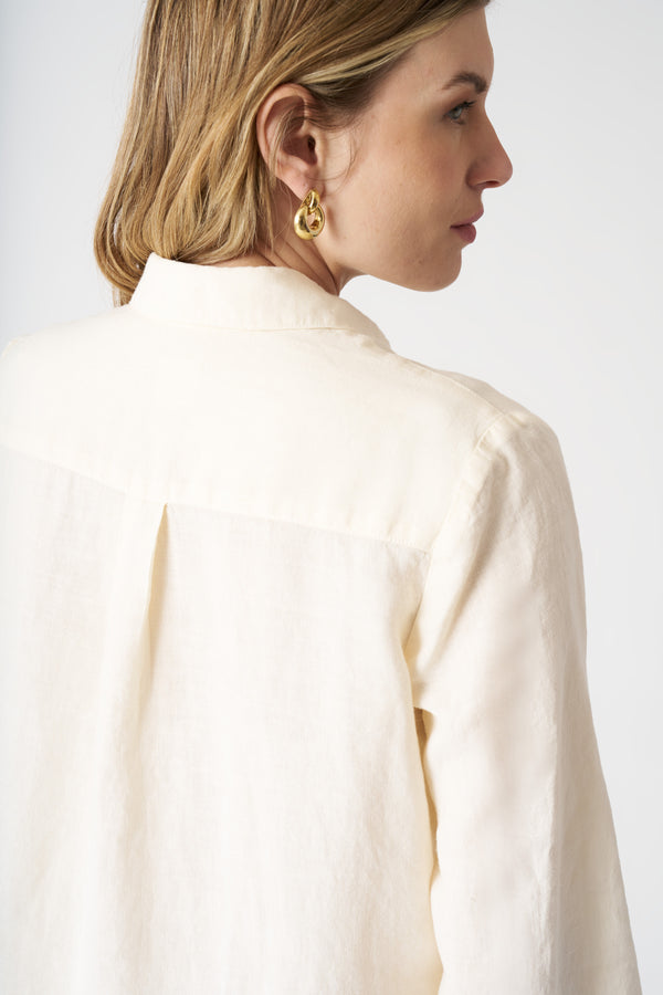 120% Lino Relaxed Long Shirt Dress ECRU