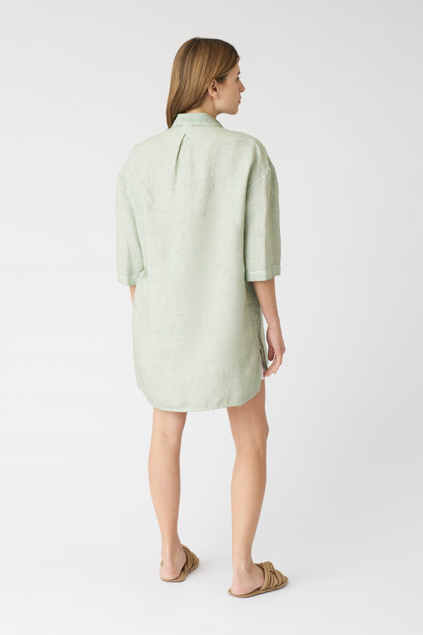 120% Lino Shirt Dress PISTACHE SOFT FADE