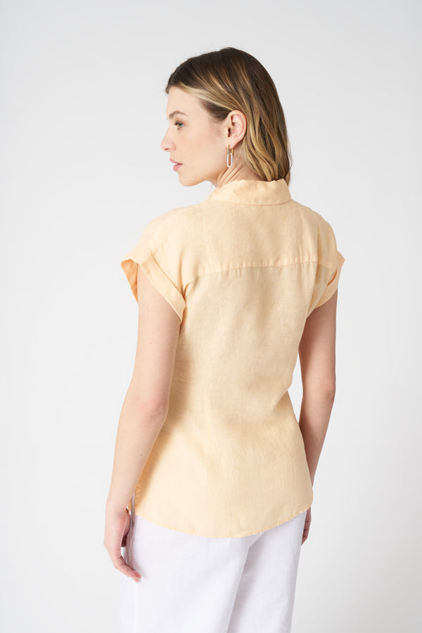 120% Lino Shirt With Draped Knot ECRU