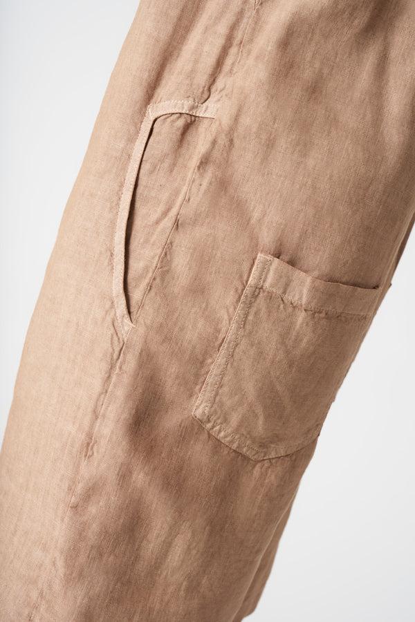 120% Lino Short Jumpsuit TABACCO SOFT FADE