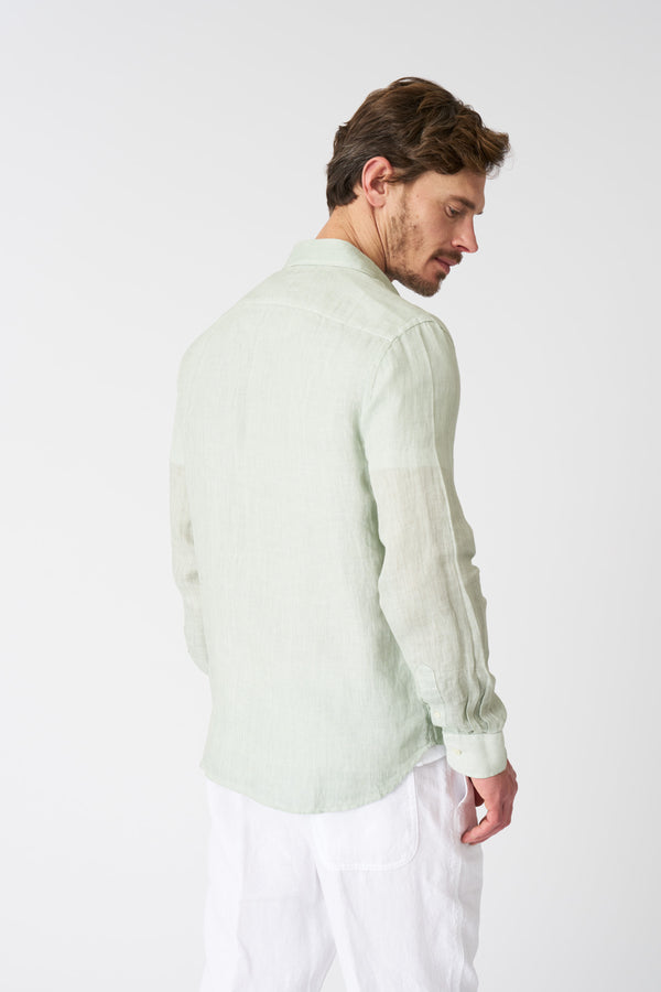 120% Lino Slim Fit Shirt PISTACHE SOFT FADE