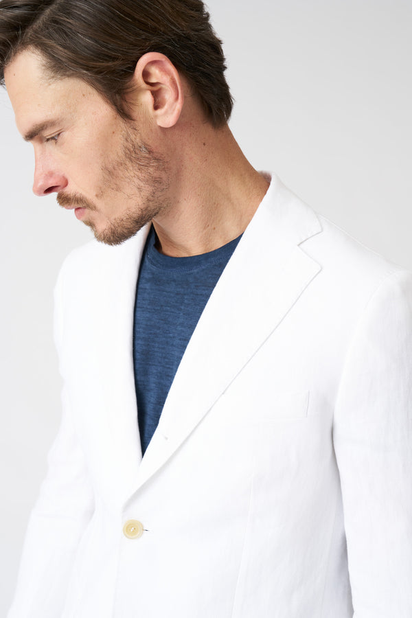 120% Lino Slim Fit Single Breasted Blazer WHITE