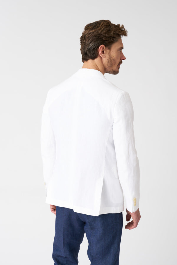 120% Lino Slim Fit Single Breasted Blazer WHITE