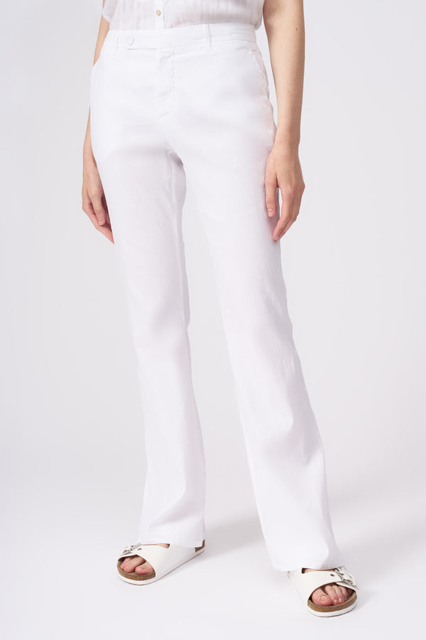 120% lino Straight Pant With Side Pockets WHITE