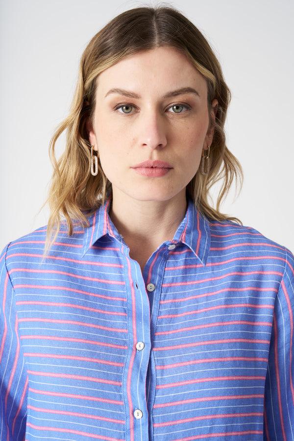 120% Lino Striped Shirt Dress WASHED SKY