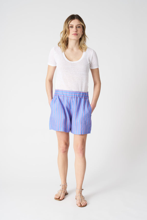 120% lino Striped Shorts WASHED