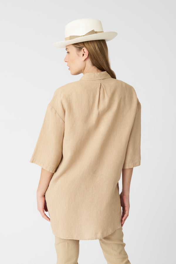 120% Lino The Boyfriend Shirt ALMOND