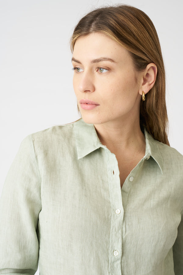 120% Lino The Bria Shirt PISTACHE SOFT FADE