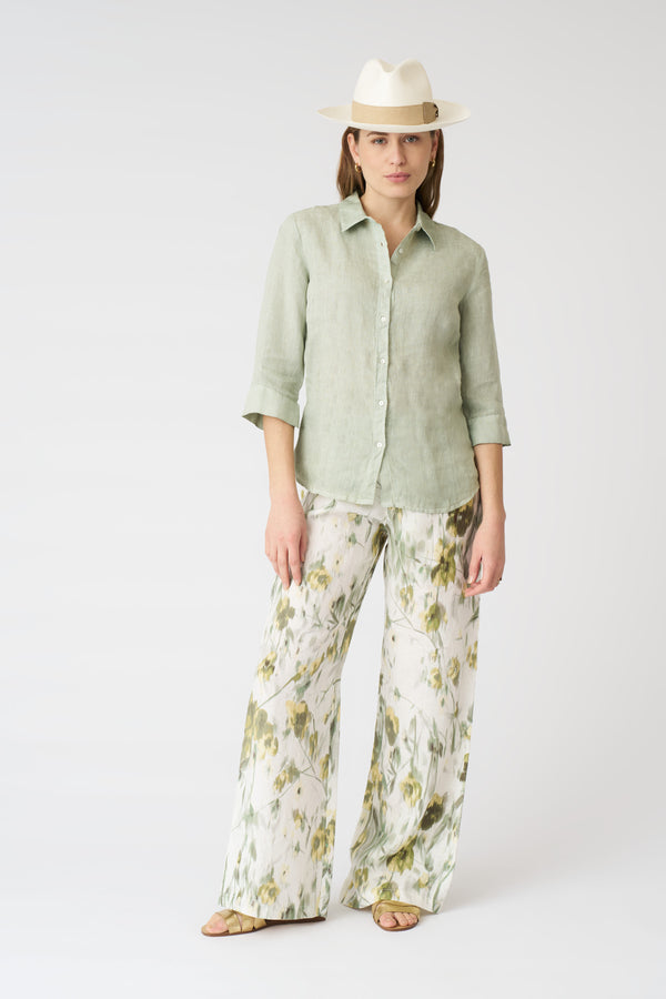 120% Lino The Bria Shirt PISTACHE SOFT FADE