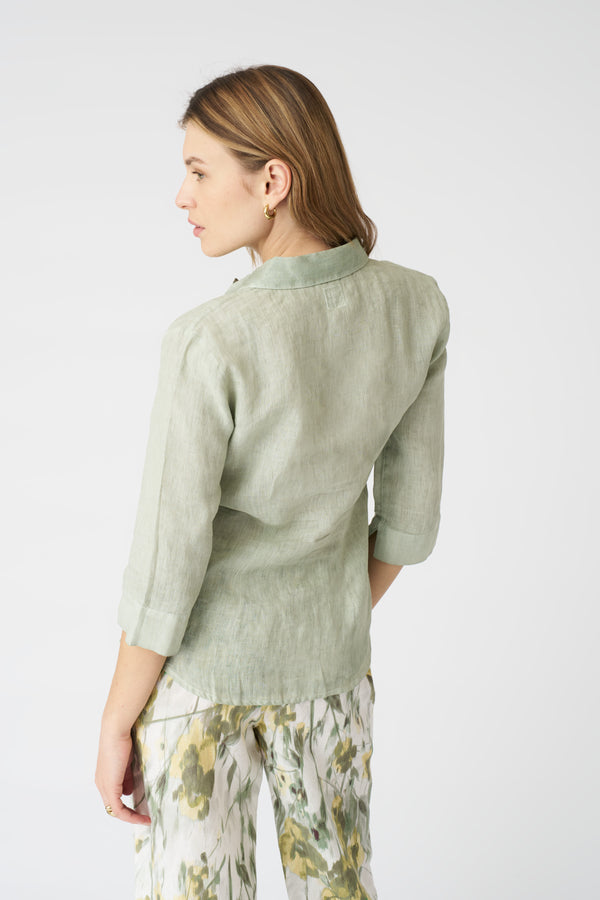 120% Lino The Bria Shirt PISTACHE SOFT FADE