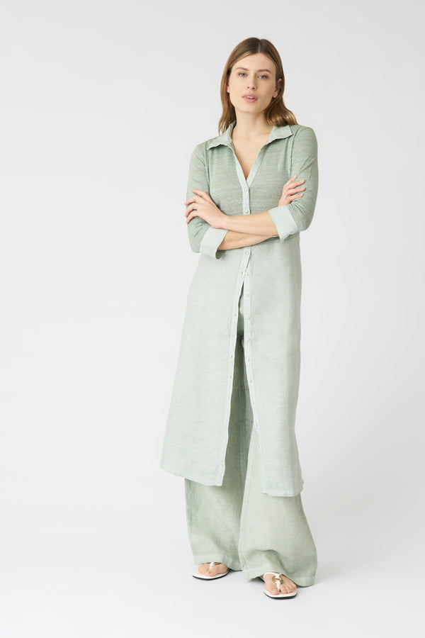 120% lino The Kat Shirt Dress PISTACHE SOFT FADE