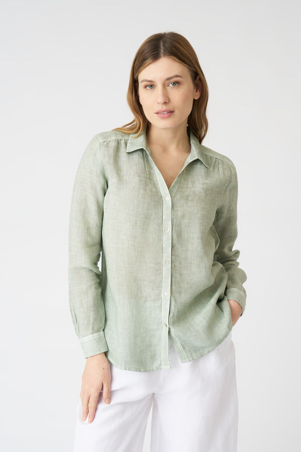 120% lino The Lily Shirt PISTACHE SOFT FADE