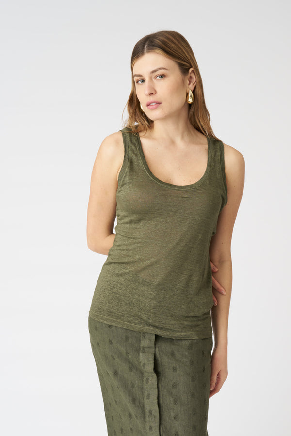 120% lino The Mila Tank Top CAFFE SOFT FADE
