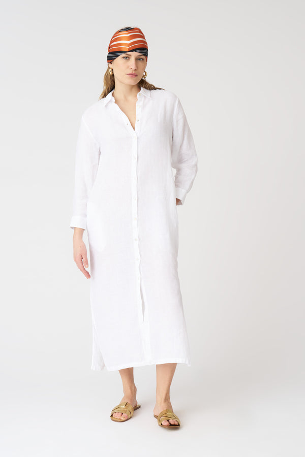 120% Lino The White Ava Dress WHITE