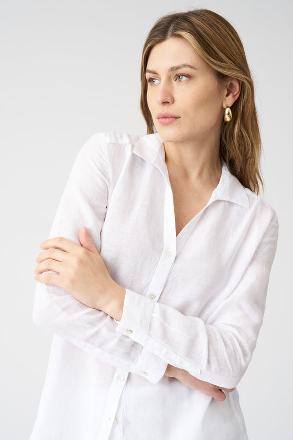 120% Lino The White Lily Shirt WHITE