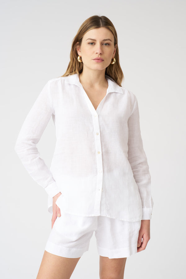 120% lino The White Lily Shirt WHITE
