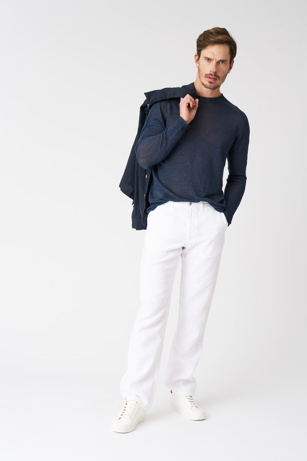 120% lino White Bootcut Pant WHITE