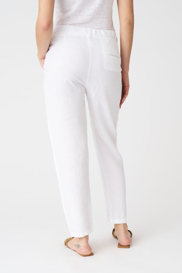 120% Lino White Drawstring Pant WHITE