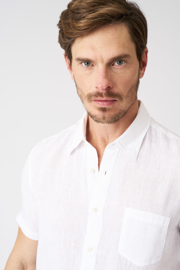 120% Lino White Regular Fit Shirt With Pocket WHITE