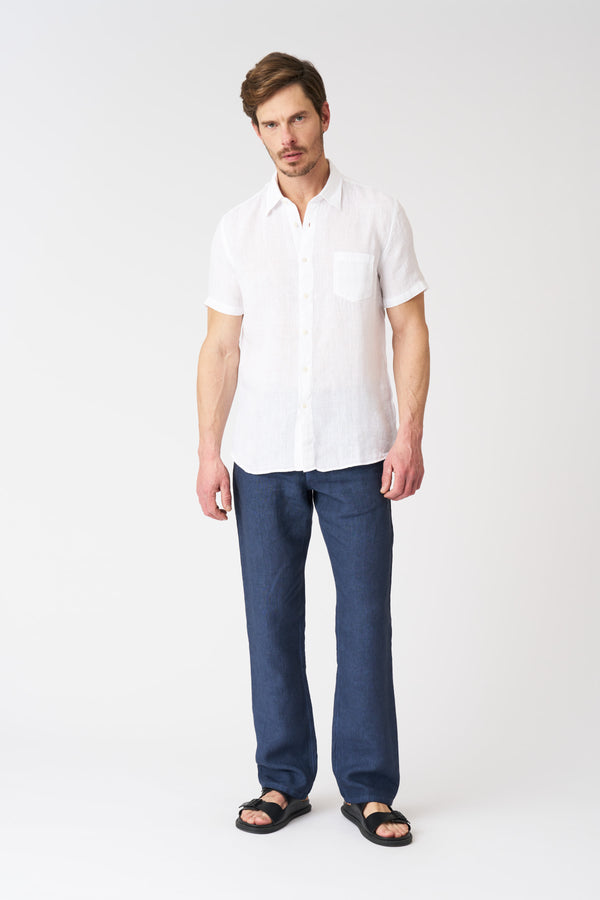 120% Lino White Regular Fit Shirt With Pocket WHITE