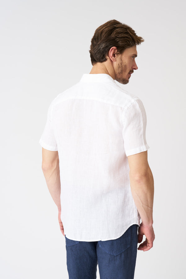 120% Lino White Regular Fit Shirt With Pocket WHITE