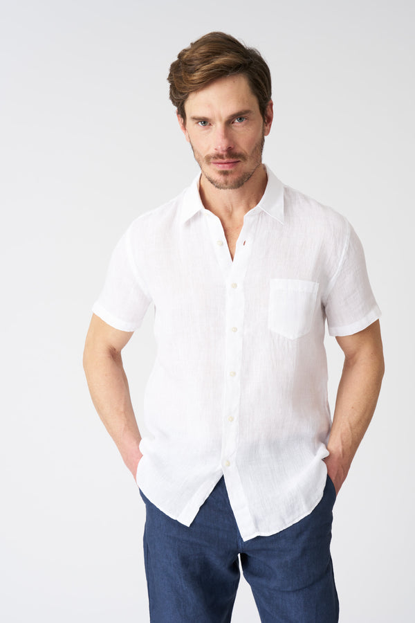 120% lino White Regular Fit Shirt with Pocket WHITE