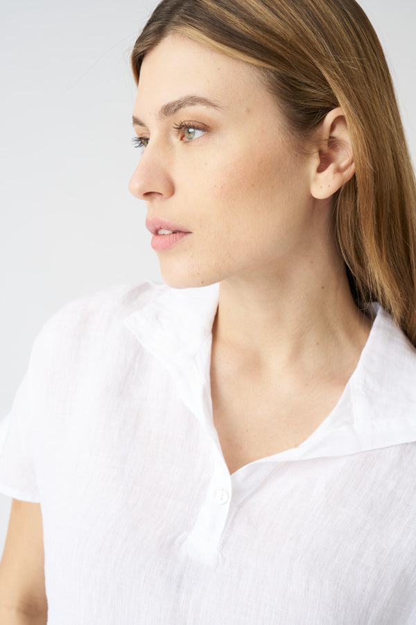 120% Lino White Tennis Shirt WHITE