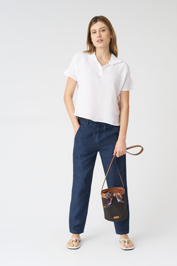 120% Lino White Tennis Shirt WHITE