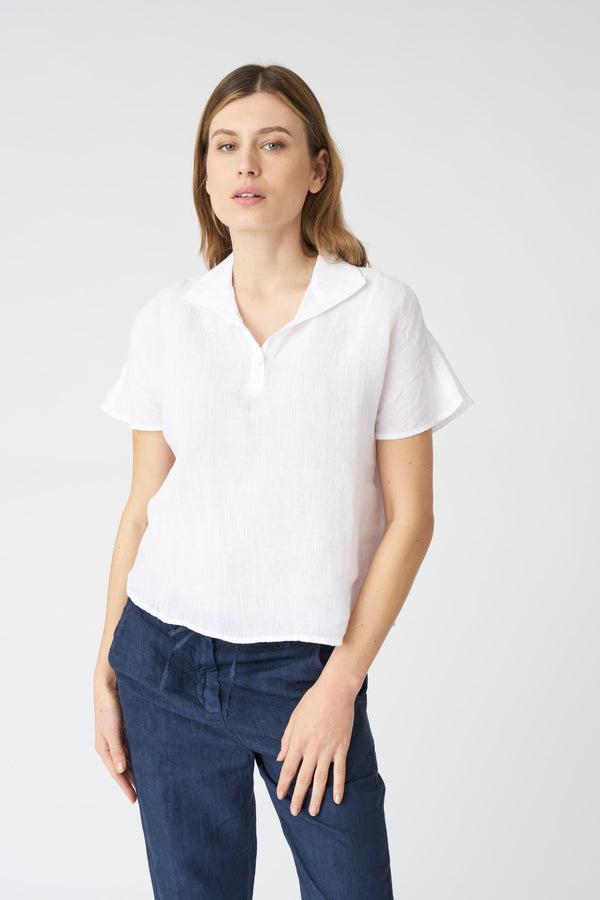 120% lino White Tennis Shirt WHITE