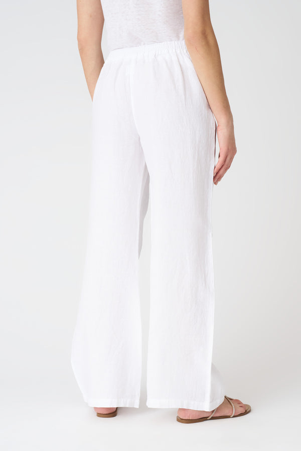 120% Lino White Wide Leg Relaxed Pant WHITE