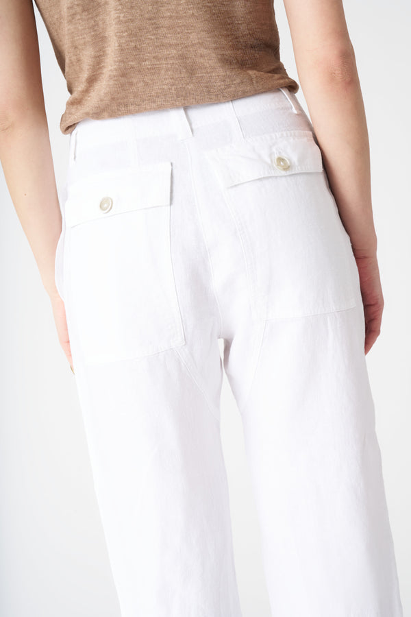 120% Lino Wide Leg Cropped Pant WHITE