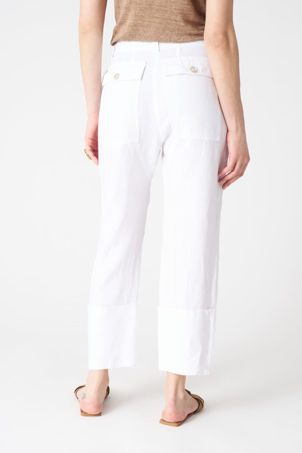 120% Lino Wide Leg Cropped Pant WHITE