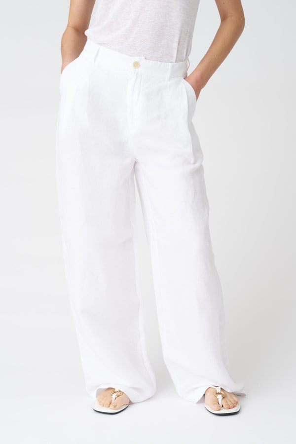 120% Lino Wide Leg Pant WHITE