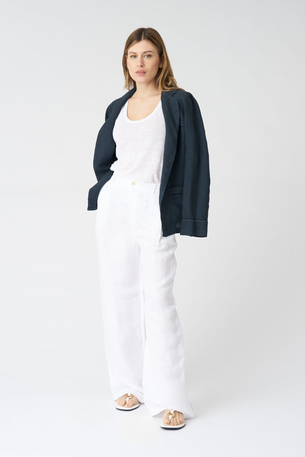 120% lino Wide Leg Pant WHITE