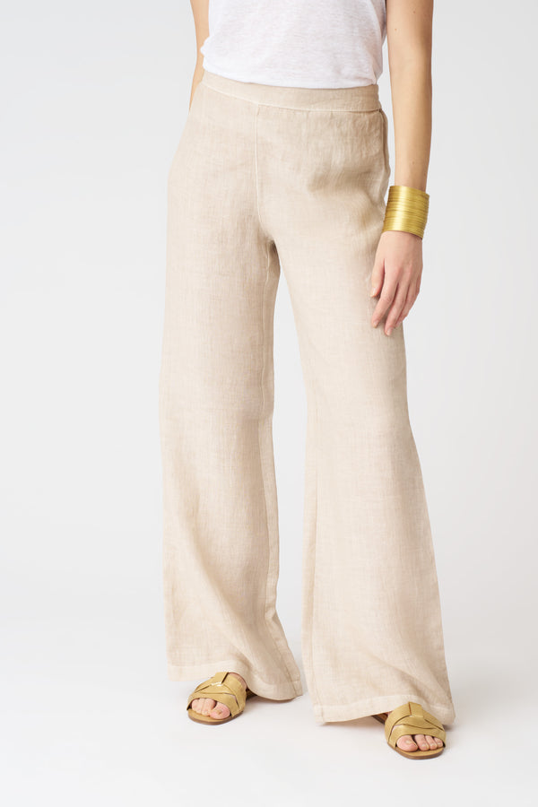 120% Lino Wide Leg Relaxed Pant PISTACHE SOFT FADE