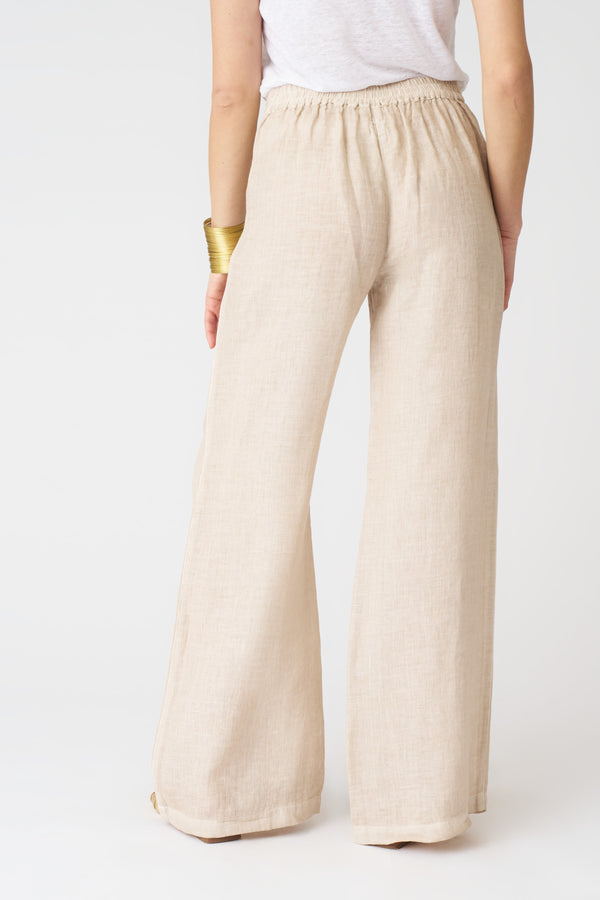 120% Lino Wide Leg Relaxed Pant PISTACHE SOFT FADE